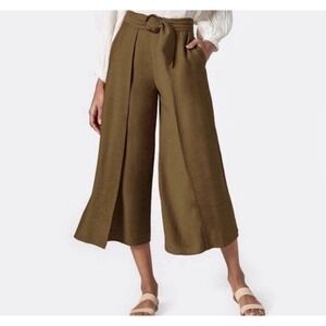JOlE Mairead Culottes Wide Leg Cropped Pants Size 6 Olive Green Lined Belted NWT